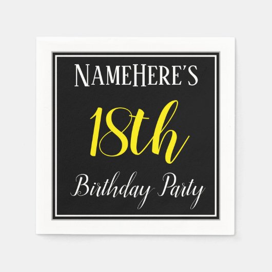 Eenvoudig, 18e verjaardagsfeestje w / aangepaste n servet (Voorkant)