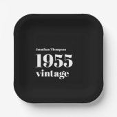 Eenvoudig 1955  naam Black 70th Birthday Party Papieren Bordje (Voorkant)