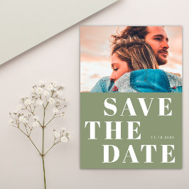 Eenvoudig 1 foto minimalistische gedurfde salie gr save the date
