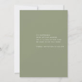 Eenvoudig 1 foto minimalistische Sage Green bruilo Save The Date (Achterkant)