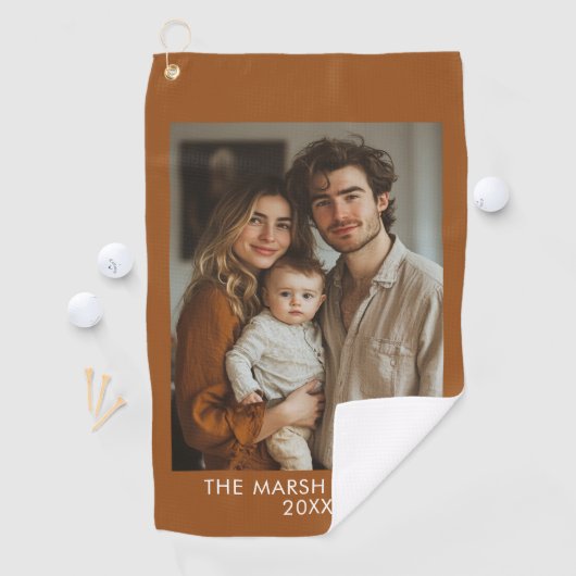 Eenvoudig 1 fotosjabloon - Warm kleurenkader - Tek Golfhanddoek (Insitu)