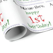 Eenvoudig 1e verjaardag inpakpapier (Rol Hoek)