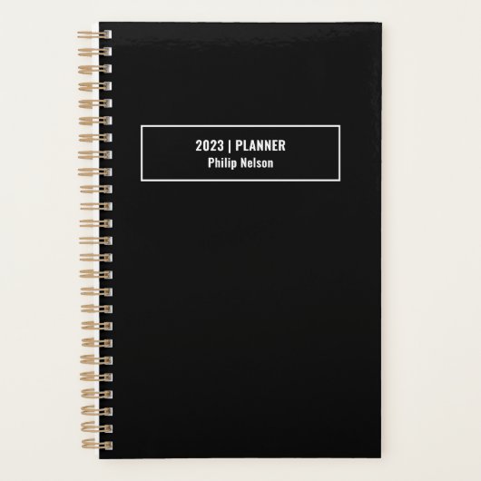 Eenvoudig 2023 Classic Black Weekly Maandelijks ni Planner (Voorkant)