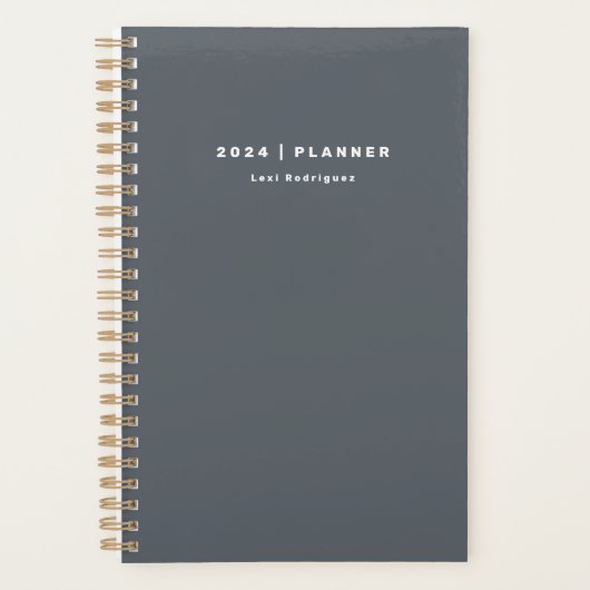 Eenvoudig 2024 Titanium Grey Weekly Maandelijks Ni Planner (Voorkant)