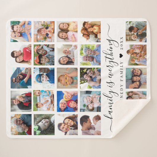 Eenvoudig 25 Fotocollage Quote Familienaam Sherpa Deken (Voorkant (horizontaal))