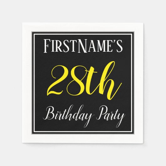 Eenvoudig, 28e verjaardagsfeestje w / aangepaste n servet (Voorkant)