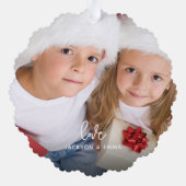 Eenvoudig 2 Foto voor prettige kerstfeestdag Naam Ornament Kaart (Achterkant)