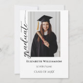 Eenvoudig 2 foto zwart kalligrafie script Afstuder Aankondiging (Voorkant)