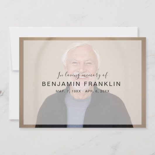 Eenvoudig 2-fotoscript Bereavement Sympathie Funer Bedankkaart (Achterkant)