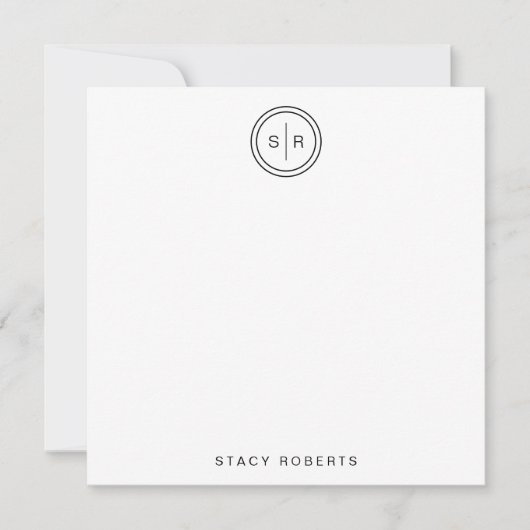 Eenvoudig 2 Initiaal cirkel monogrammed vierkant Notitiekaartje (Voorkant)