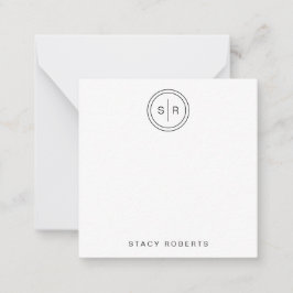 Eenvoudig 2 Initiaal cirkel monogrammed vierkant Notitiekaartje