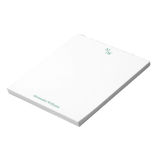 Eenvoudig 2 Monogram Initiaal Professional Groen Notitieblok (Linkerzijde)
