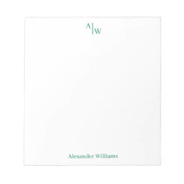 Eenvoudig 2 Monogram Initiaal Professional Groen Notitieblok