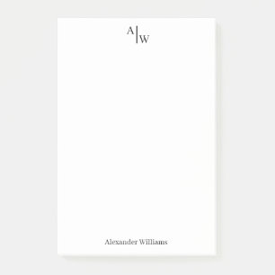 Eenvoudig 2 Monogram Initiaal Professioneel Basis  Post-it® Notes