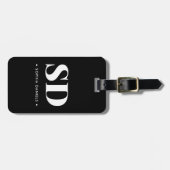 Eenvoudig 2 Monogram Initiaal Retro Zwart Wit Bagagelabel (Voorkant horizontaal)