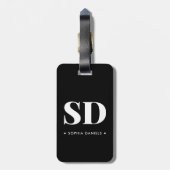 Eenvoudig 2 Monogram Initiaal Retro Zwart Wit Bagagelabel (Achterkant verticaal)