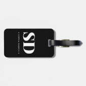 Eenvoudig 2 Monogram Initiaal Retro Zwart Wit Bagagelabel (Achterkant horizontaal)