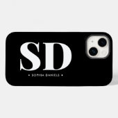 Eenvoudig 2 Monogram Initiaal Retro Zwart Wit Case-Mate iPhone Case (Achterkant (horizontaal))