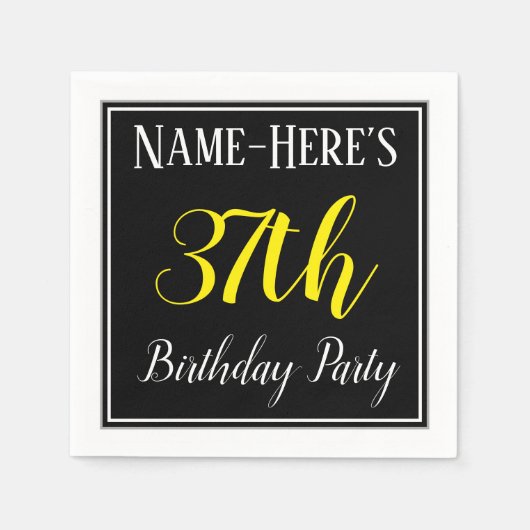 Eenvoudig, 37e verjaardagsfeestje w / aangepaste n servet (Voorkant)