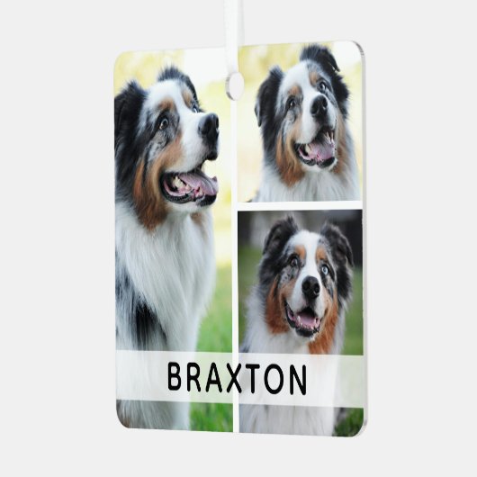 Eenvoudig 3 foto aangepaste huisdier metalen ornament (Voorkant links)