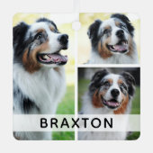 Eenvoudig 3 foto aangepaste huisdier metalen ornament (Voorkant)