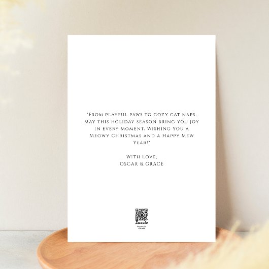 Eenvoudig 3 Foto Rood Groen Meowy Kerst Schattige  Feestdagenkaart