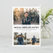 Eenvoudig 3 Fotocollage Classic Afstuderen Aankondiging (Staand voorkant)