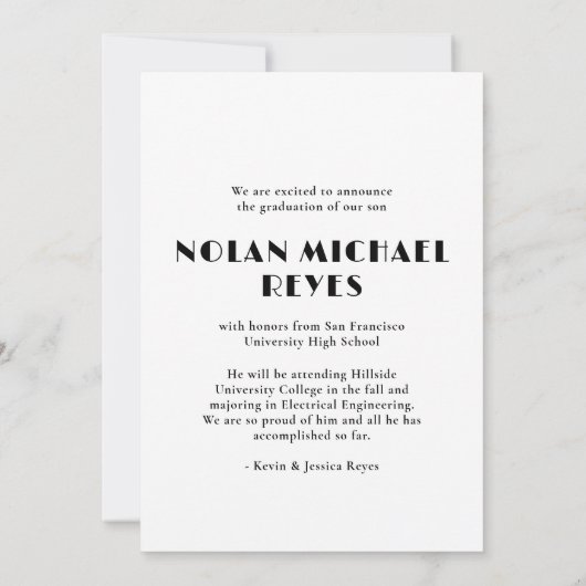 Eenvoudig 3 Fotocollage Classic Afstuderen Aankondiging (Achterkant)