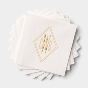 Eenvoudig 3 Initiaal Letter Monogram #5 Diamant Fr Folie Servetten