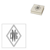 Eenvoudig 3 Initiaal Letter Monogram #5 Diamant Fr Rubberstempel (Gestempeld)