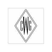 Eenvoudig 3 Initiaal Letter Monogram #5 Diamant Fr Rubberstempel (Afrduk)
