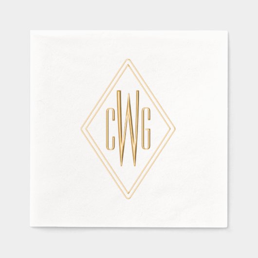 Eenvoudig 3 Initiaal Letter Monogram #5 Diamond Li Folie Servetten (Voorkant)