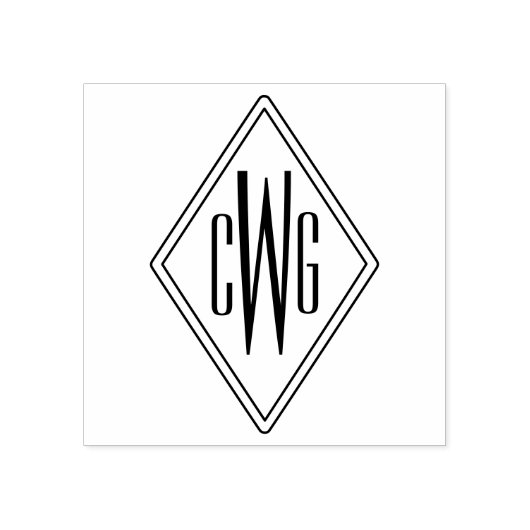 Eenvoudig 3 Initiaal Letter Monogram #5 Diamond Li Rubberstempel (Afrduk)