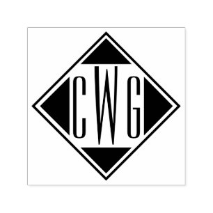 Eenvoudig 3 Initiaal Letter Monogram #6D Diamant F Zelfinktende Stempel