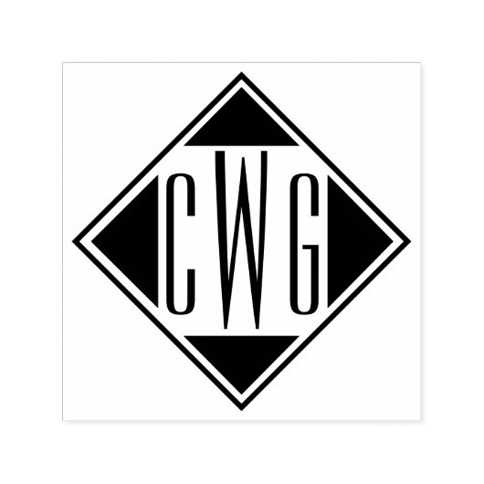 Eenvoudig 3 Initiaal Letter Monogram #6D Diamant F Zelfinktende Stempel (Design)