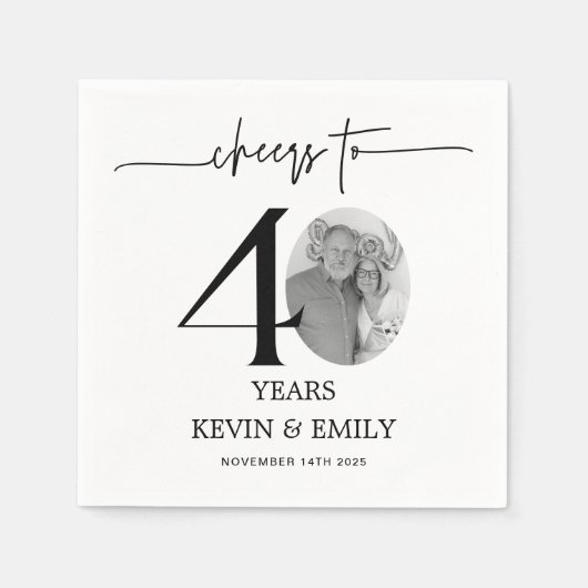 Eenvoudig 40e Jubileum fotopapier servetten (Voorkant)