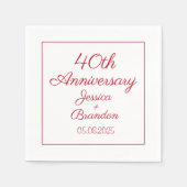 Eenvoudig 40e Red Ruby Bruiloft Jubileum Servet (Voorkant)