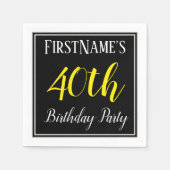 Eenvoudig, 40e verjaardagsfeestje w / aangepaste n servet (Voorkant)