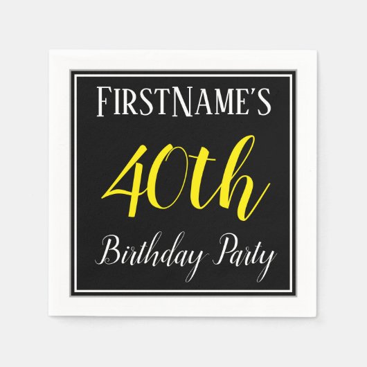 Eenvoudig, 40e verjaardagsfeestje w / aangepaste n servet (Voorkant)