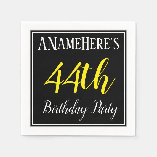 Eenvoudig, 44e verjaardagsfeestje w / aangepaste n servet (Voorkant)