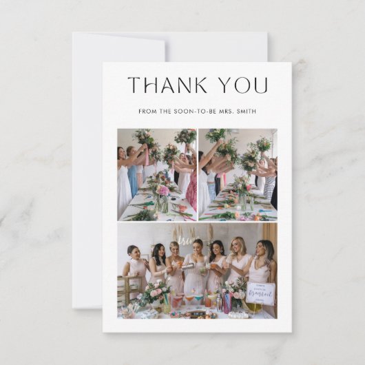 Eenvoudig 4 foto bruiloft Vrijgezellenfeest Bedankkaart (Voorkant)