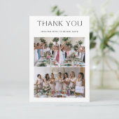 Eenvoudig 4 foto bruiloft Vrijgezellenfeest Bedankkaart (Staand voorkant)