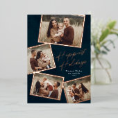 Eenvoudig 4 foto-collagescript  folie feestdagenkaart (Staand Voorkant)