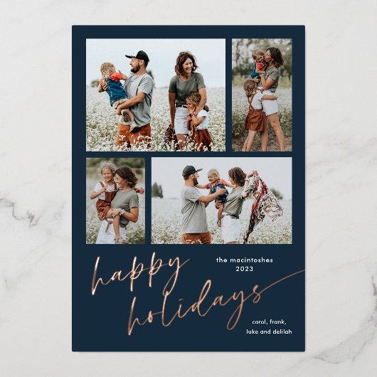 Eenvoudig 4 foto-collagescript Vrolijke Feestdagen (Voorkant)