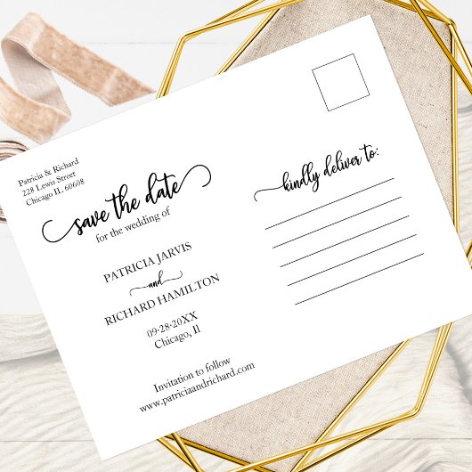 Eenvoudig 4 foto-inkuiling waarop de datum wordt o briefkaart