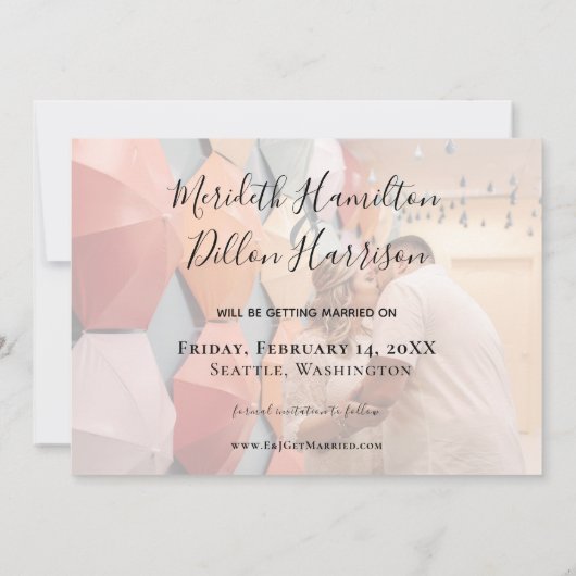 Eenvoudig 4 Foto legant Script Save the Date (Achterkant)