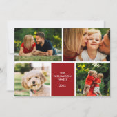 Eenvoudig 4 fotocollage feestdagenkaart (Voorkant)