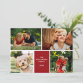 Eenvoudig 4 fotocollage feestdagenkaart (Staand voorkant)