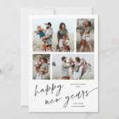 Eenvoudig 4 Fotocollage Script Happy New Years Feestdagenkaart (Voorkant)