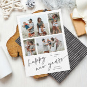 Eenvoudig 4 Fotocollage Script Happy New Years Feestdagenkaart